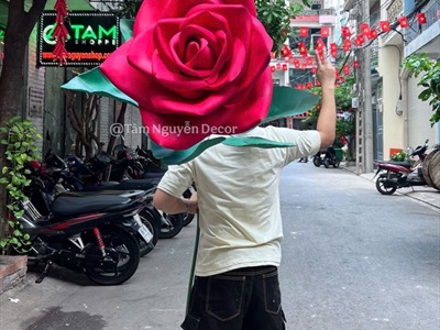 [Order 3-5 ngày] Cành hoa Hồng cỡ lớn [Nhẹ - Có đế tự đứng] D180cm CANHHOA-11